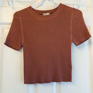 Altar'd State Ribbed Short Sleeve Knit Top